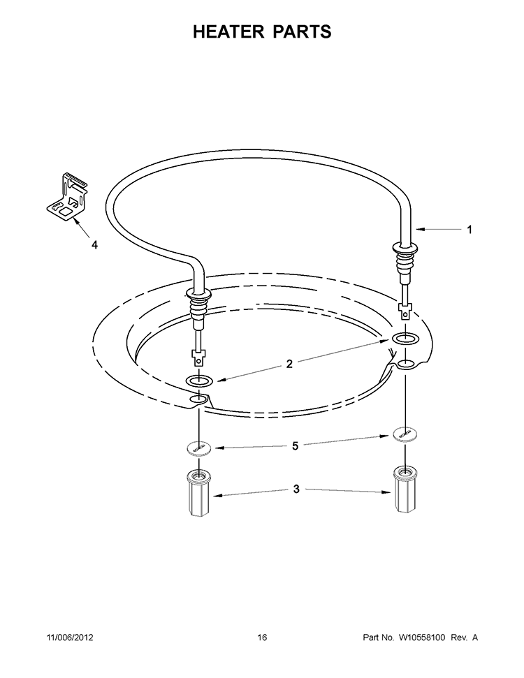 HEATER PARTS Diagram and Parts List for WDF310PLAD2  Whirlpool Dishwasher