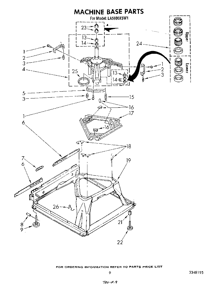 MACHINE BASE Diagram and Parts List for LA5600XSW1  Whirlpool Washer
