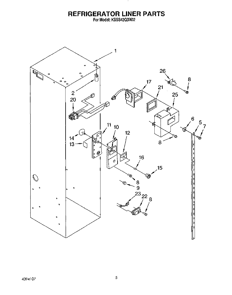 REFRIGERATOR LINER Diagram and Parts List for KSSS42QDX02  KitchenAid Refrigerator