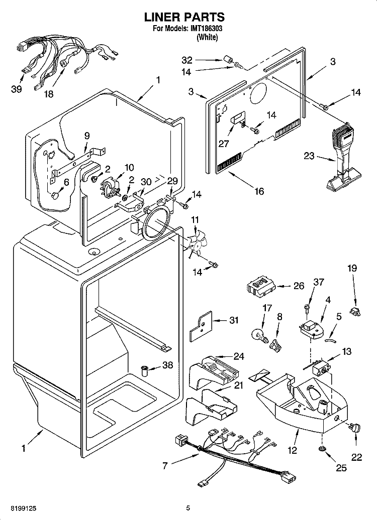 LINER PARTS Diagram and Parts List for IMT186303  Inglis Refrigerator