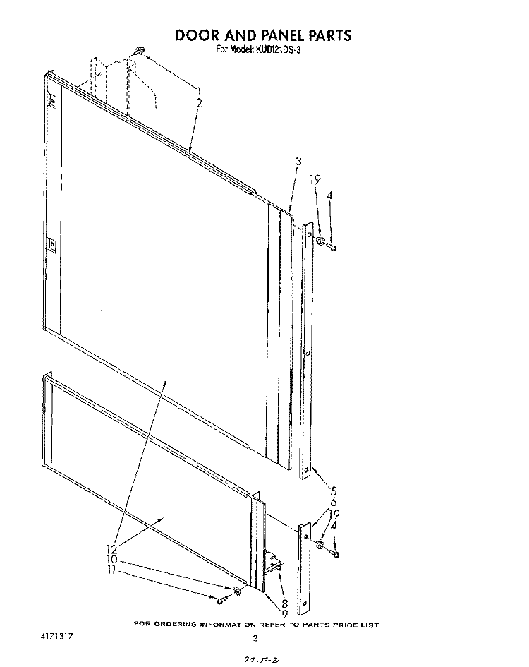 DOOR AND PANEL Diagram and Parts List for KUDI21DS3  KitchenAid Dishwasher