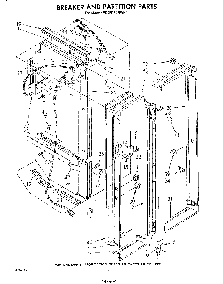BREAKER AND PARTITION Diagram and Parts List for ED25PSXRWR0  Whirlpool Refrigerator