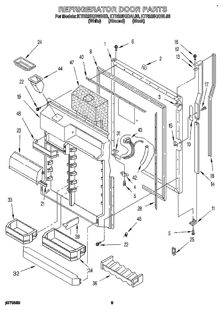 REFRIGERATOR DOOR Diagram and Parts List for KTRS25QDAL00  KitchenAid Refrigerator