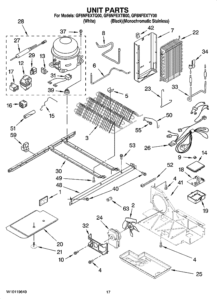 UNIT PARTS Diagram and Parts List for GF6NFEXTB00  Whirlpool Refrigerator
