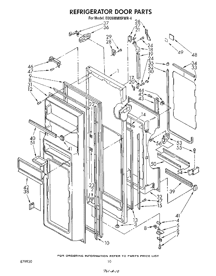 REFRIGERATOR DOOR Diagram and Parts List for ED26MMXRWR4  Whirlpool Refrigerator