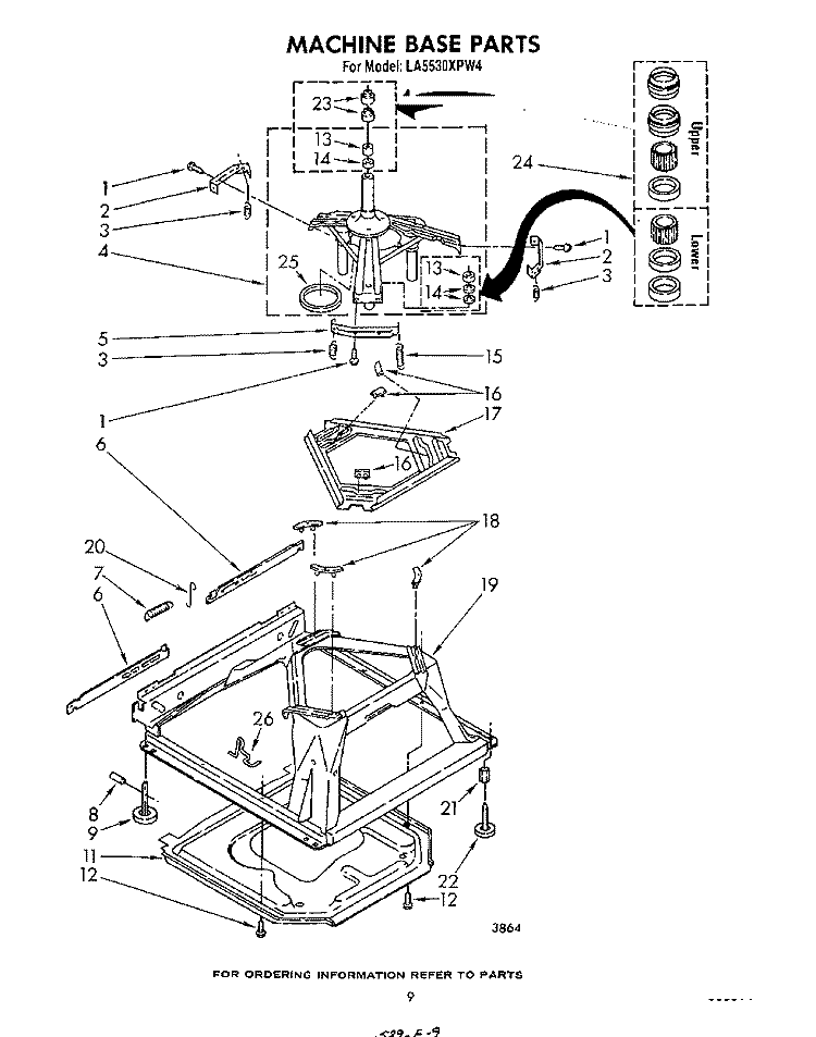 MACHINE BASE Diagram and Parts List for LA5530XPW4  Whirlpool Washer