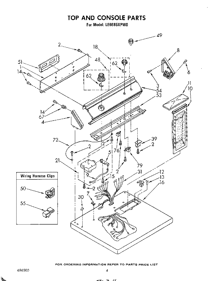 SECTION Diagram and Parts List for LE6685XPW0  Whirlpool Dryer