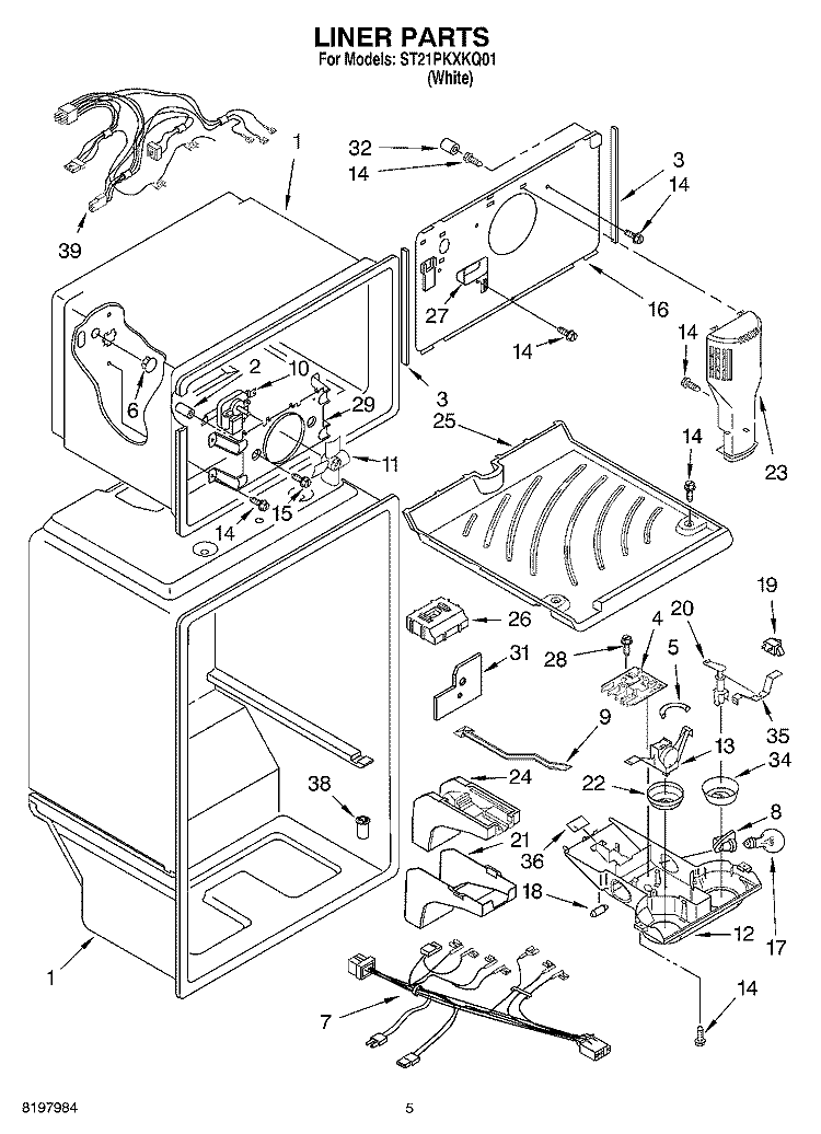 LINER Diagram and Parts List for ST21PKXKQ01  Whirlpool Refrigerator