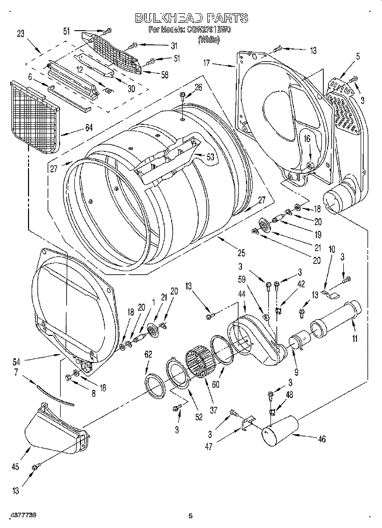 BULKHEAD, LIT/OPTIONAL Diagram and Parts List for CGW2791EW0  Whirlpool Dryer