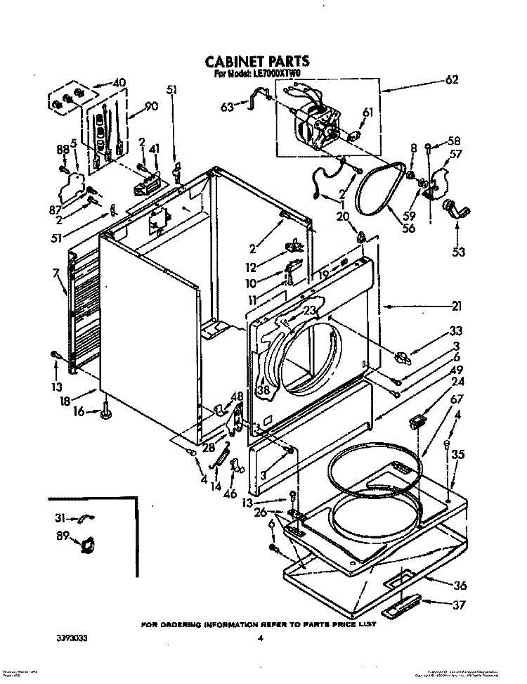 SECTION Diagram and Parts List for LE7000XTW0  Whirlpool Dryer