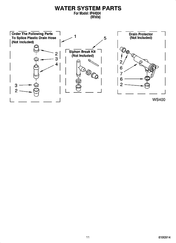 WATER SYSTEM PARTS Diagram and Parts List for IP44004  Inglis Washer