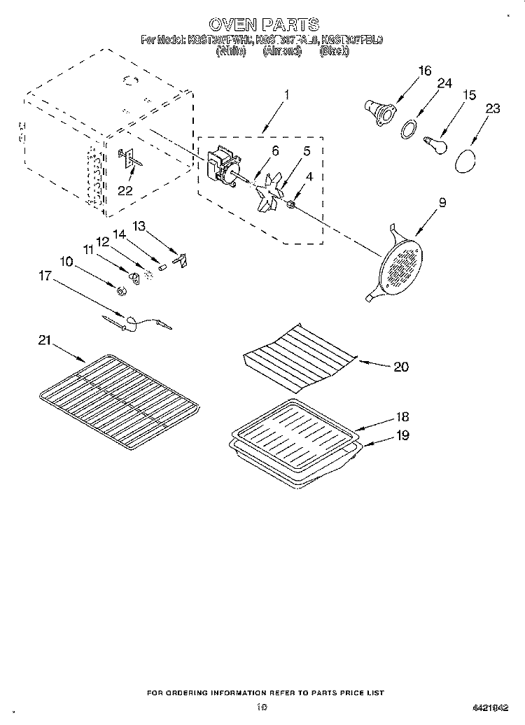 OVEN Diagram and Parts List for KGST307FAL0  KitchenAid Range