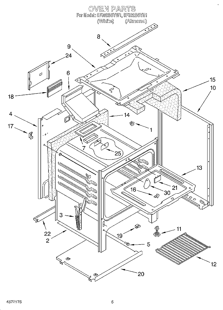 SECTION Diagram and Parts List for SF302BSYN1  Whirlpool Range