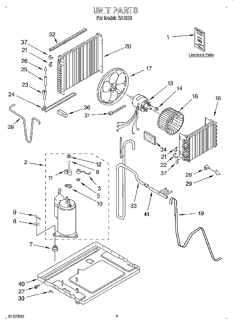 UNIT, LITERATURE Diagram and Parts List for RA1210  Whirlpool Air Conditioner