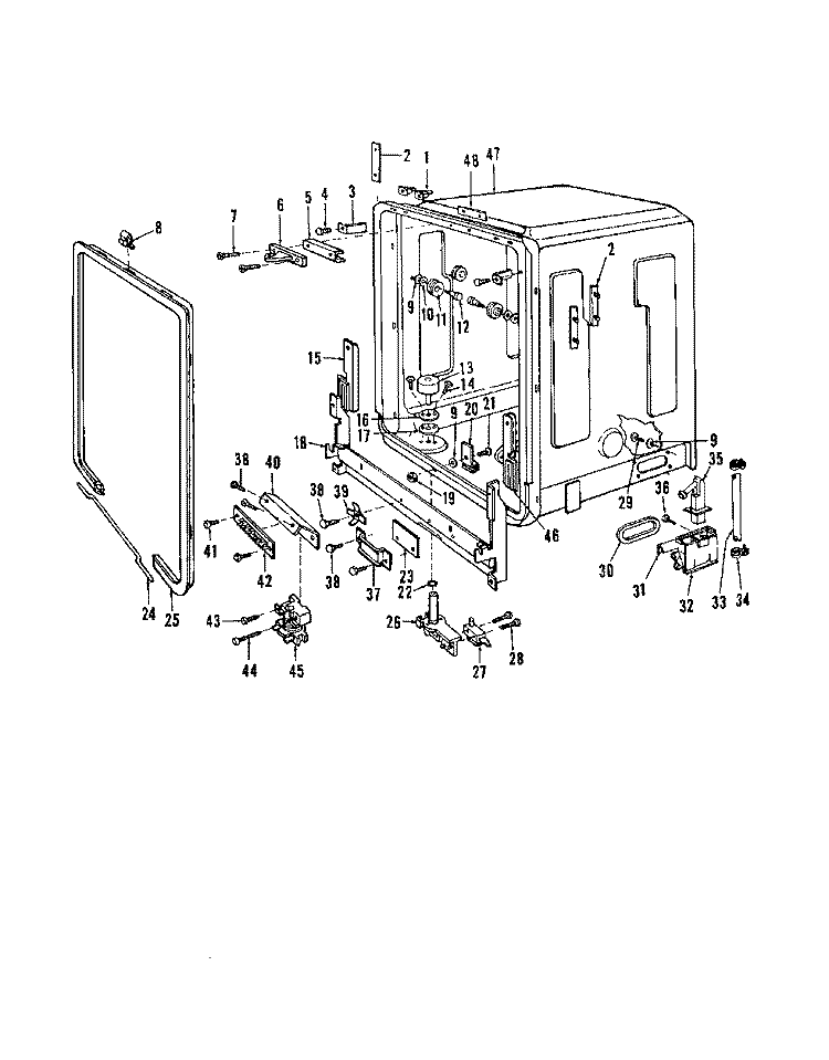 TUB Diagram and Parts List for 8595L10  Roper Dishwasher
