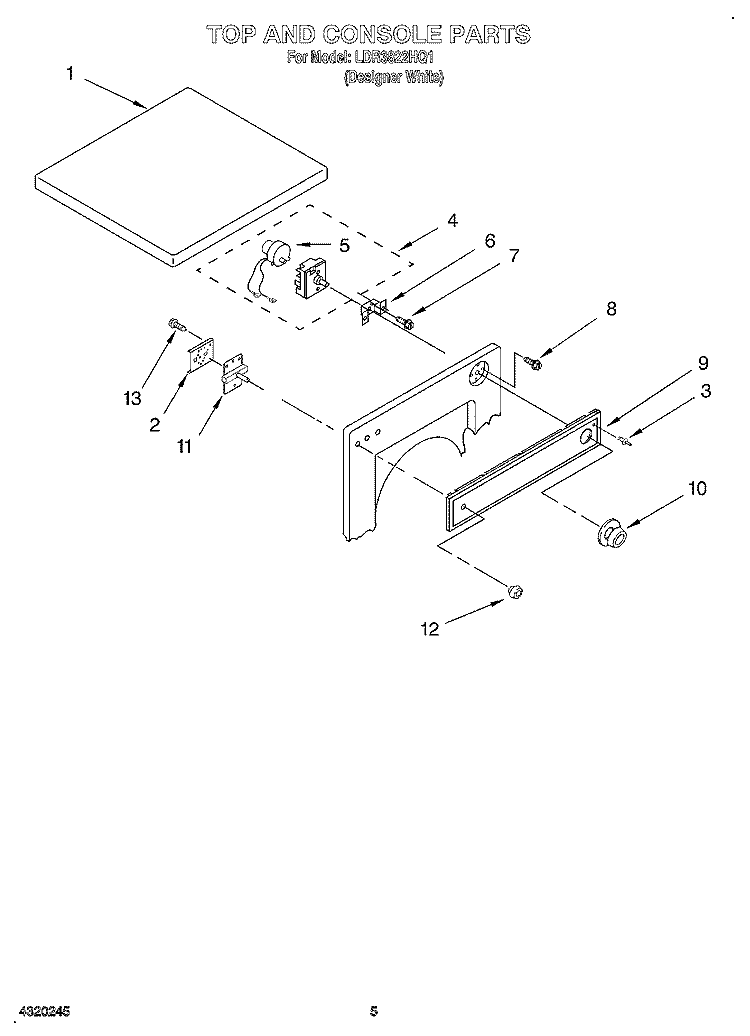 SECTION Diagram and Parts List for LDR3822HQ1  Whirlpool Dryer