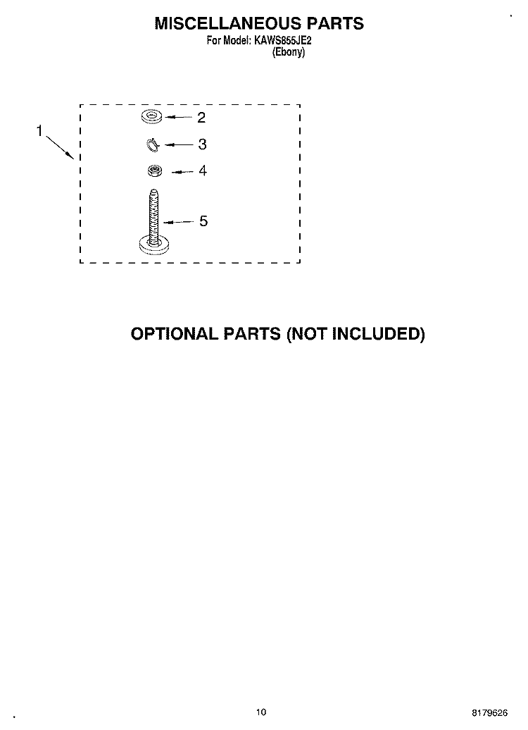MISCELLANEOUS, OPTIONAL Diagram and Parts List for KAWS855JE2  KitchenAid Washer