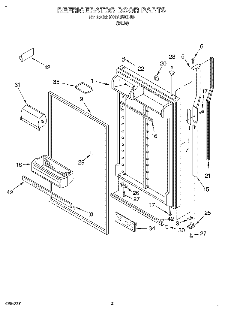 REFRIGERATOR DOOR Diagram and Parts List for 3XKVN490F00  Whirlpool Refrigerator