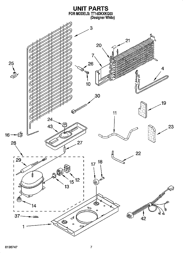 UNIT PARTS Diagram and Parts List for TT14DKXKQ03  Estate Refrigerator