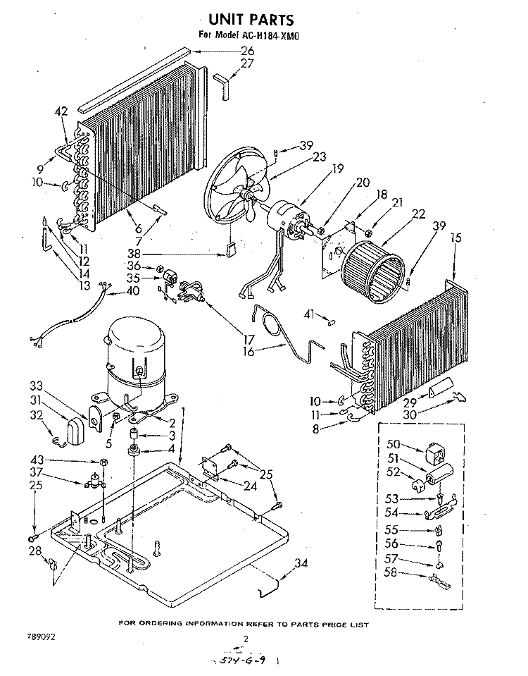 UNIT PARTS Diagram and Parts List for ACH184XM0  Whirlpool Air Conditioner