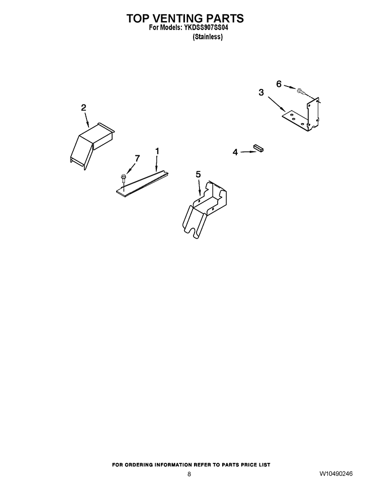 TOP VENTING PARTS Diagram and Parts List for YKDSS907SS04  KitchenAid Range