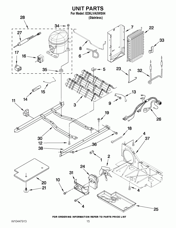 UNIT PARTS Diagram and Parts List for ED5LVAXWS04  Whirlpool Refrigerator
