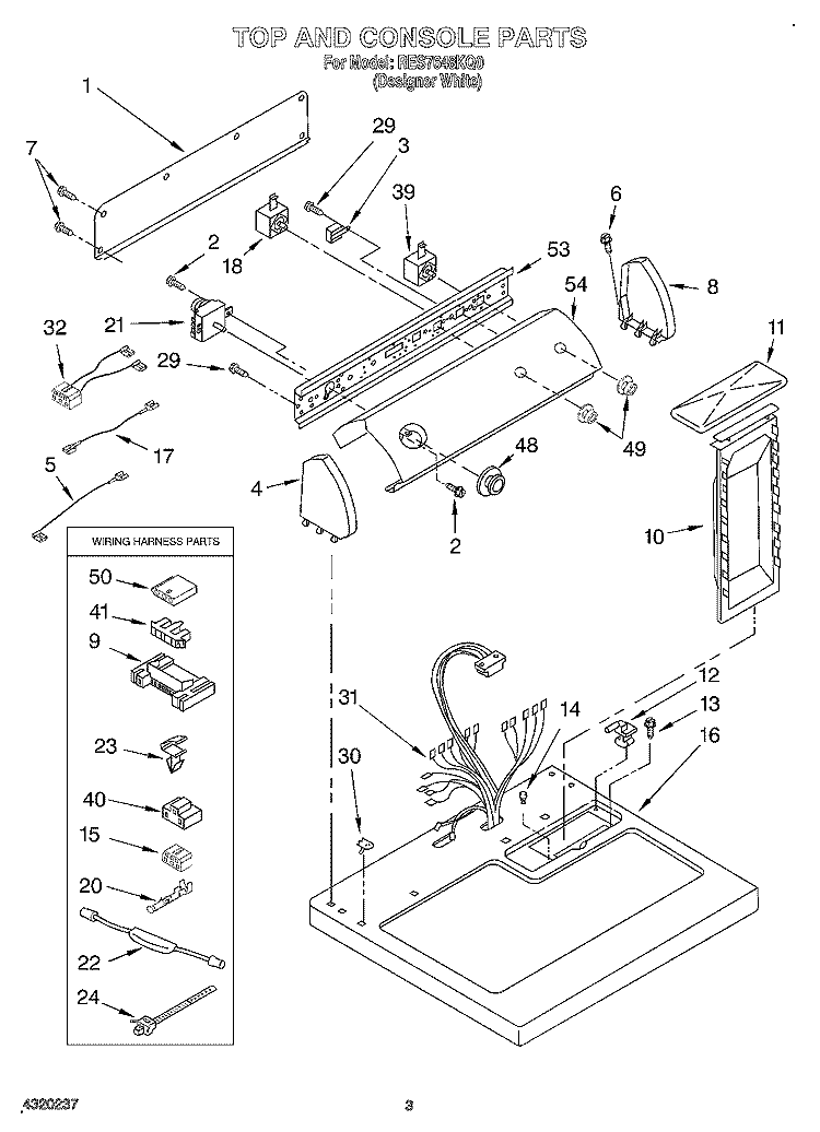 SECTION Diagram and Parts List for RES7648KQ0  Roper Dryer