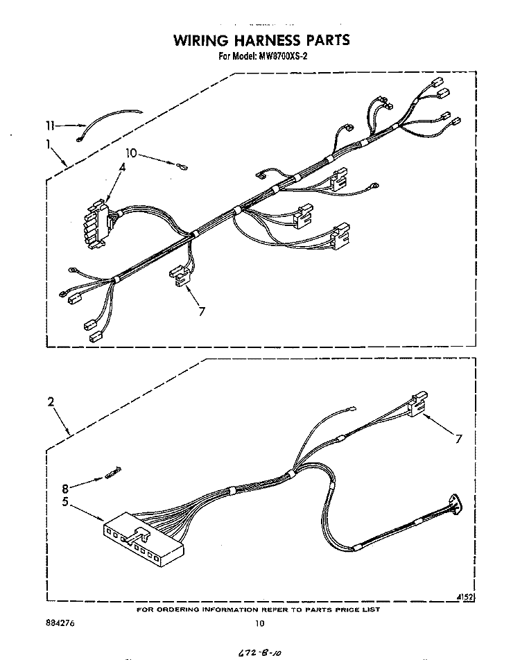 WIRING HARNESS , LITERATURE AND OPTIONAL Diagram and Parts List for MW8700XS2  Whirlpool Microwave