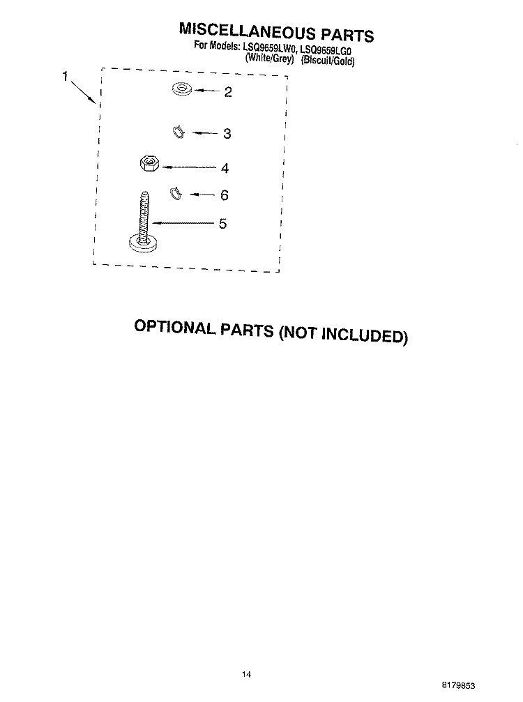 MISCELLANEOUS Diagram and Parts List for LSQ9659LW0  Whirlpool Washer