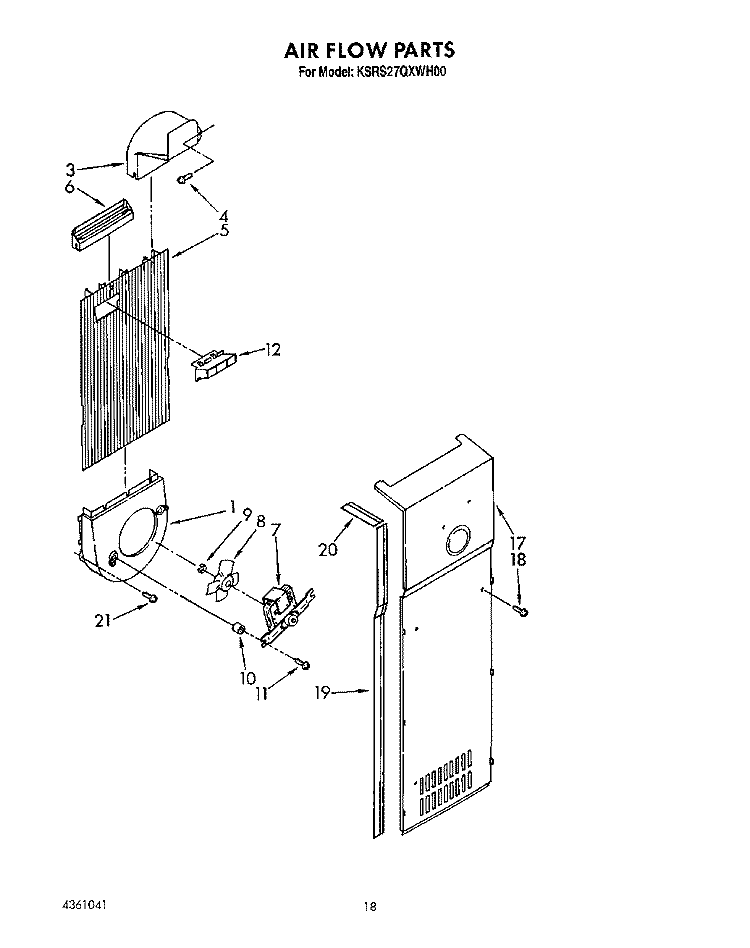 AIR FLOW Diagram and Parts List for KSRS27QXWH00  KitchenAid Refrigerator