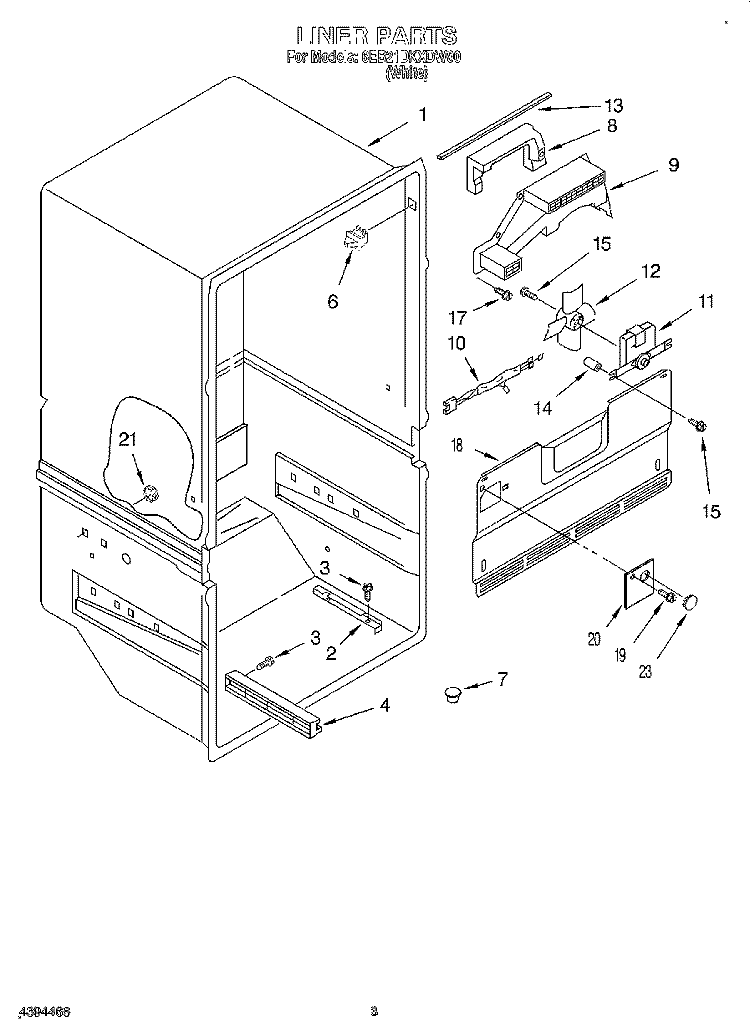 LINER Diagram and Parts List for 6EB21DKXDW00  Whirlpool Refrigerator