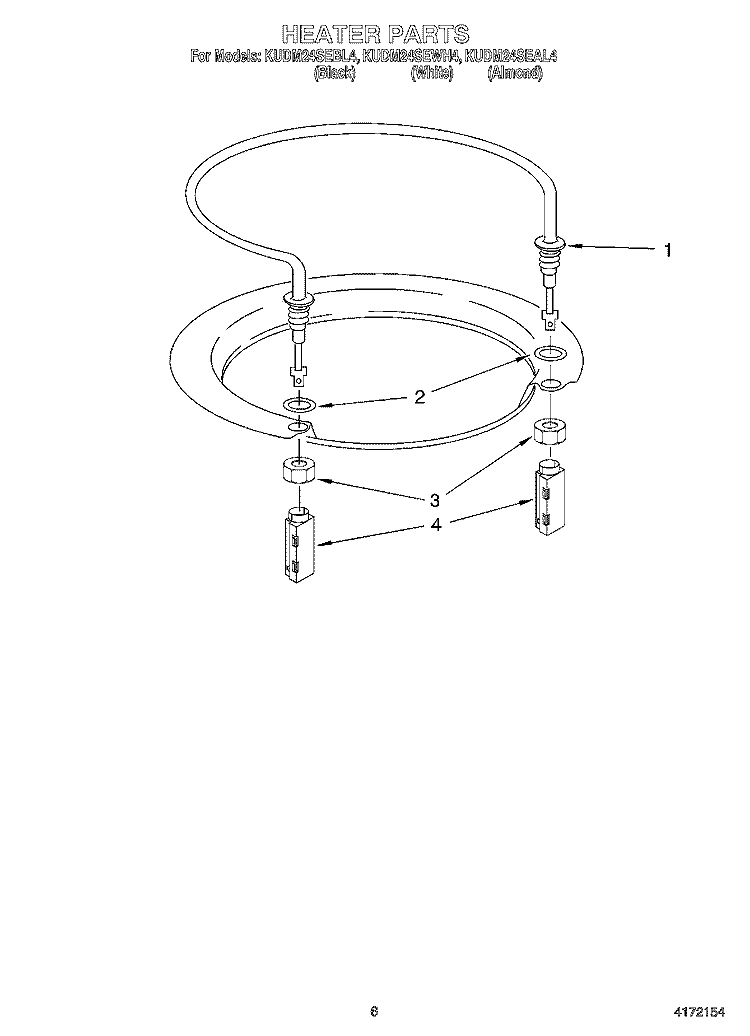 HEATER Diagram and Parts List for KUDM24SEAL4  KitchenAid Dishwasher