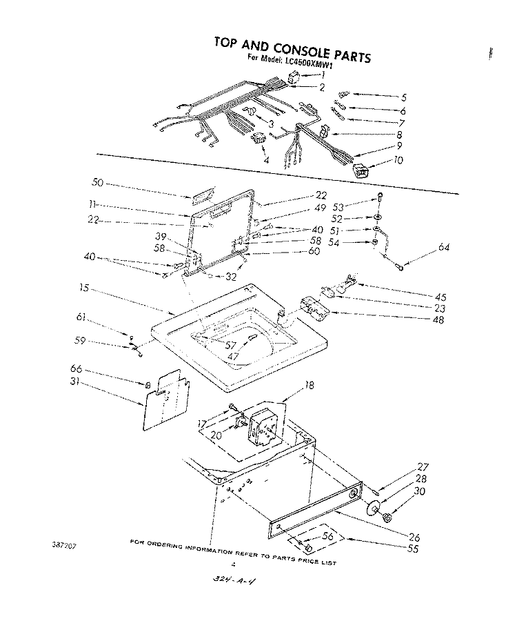 TOP AND CONSOLE Diagram and Parts List for LC4500XMW1  Whirlpool Washer