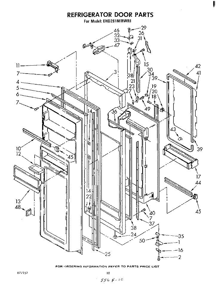 REFRIGERATOR DOOR , LIT/OPTIONAL Diagram and Parts List for EHD261MMWR1  Whirlpool Refrigerator