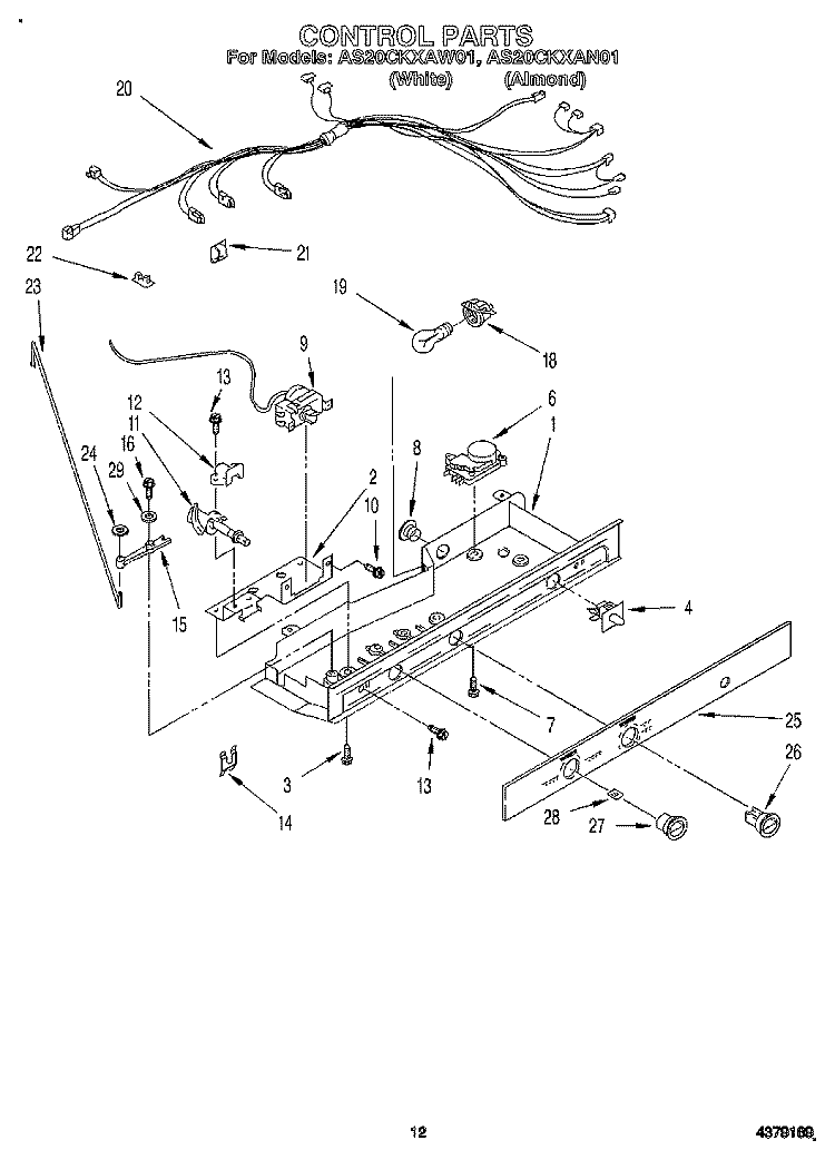 CONTROL Diagram and Parts List for AS20CKXAN01  Whirlpool Refrigerator