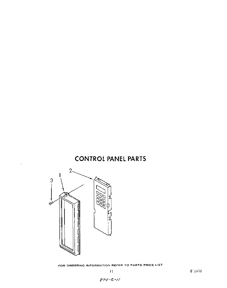 CONTROL PANEL Diagram and Parts List for RM778PXT1  Whirlpool Microwave Oven Combo