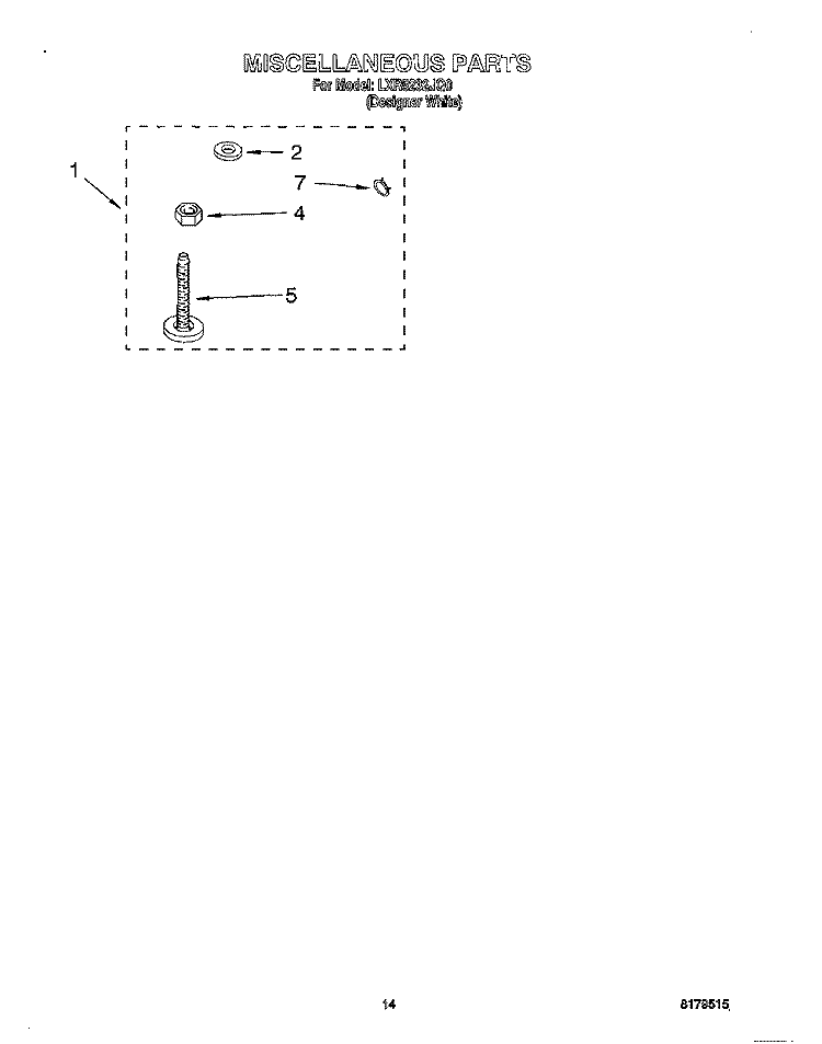 MISCELLANEOUS, OPTIONAL Diagram and Parts List for LXR5232JQ0  Whirlpool Washer