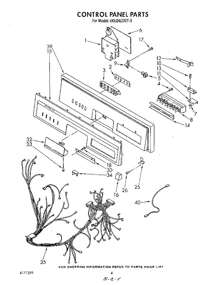 CONTROL PANEL , LITERATURE AND OPTIONAL Diagram and Parts List for 4KUDA220T0  KitchenAid Dishwasher