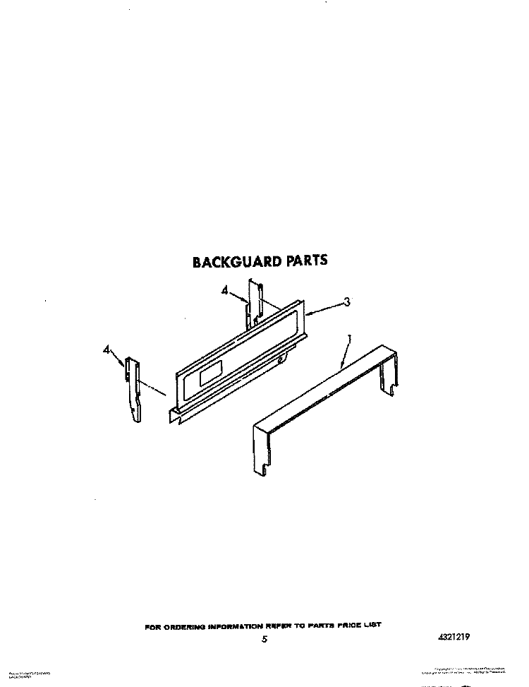 BACKGUARD Diagram and Parts List for FLP310VW5  Roper Range