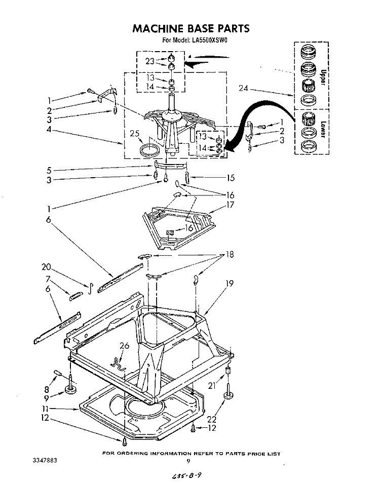 MACHINE BASE Diagram and Parts List for LA5500XSW0  Whirlpool Washer