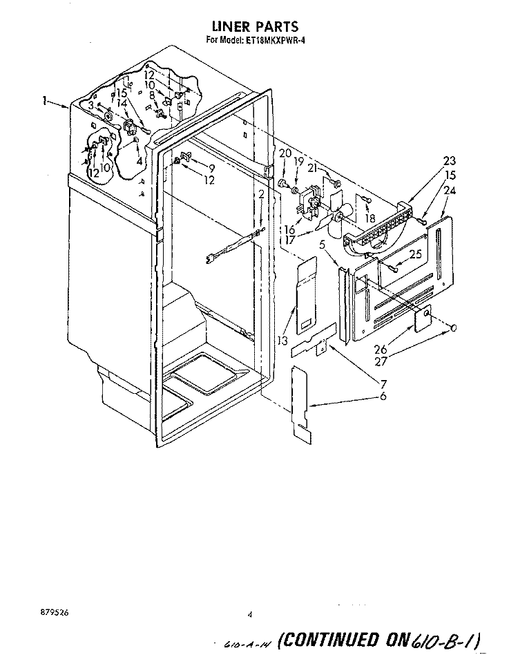 LINER Diagram and Parts List for ET18MKXPWR4  Whirlpool Refrigerator
