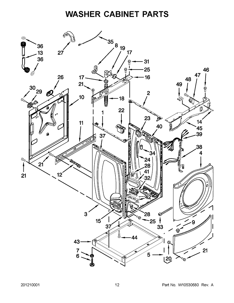 WASHER CABINET PARTS Diagram and Parts List for CGT8000AQ1  Whirlpool Washer Dryer Combo