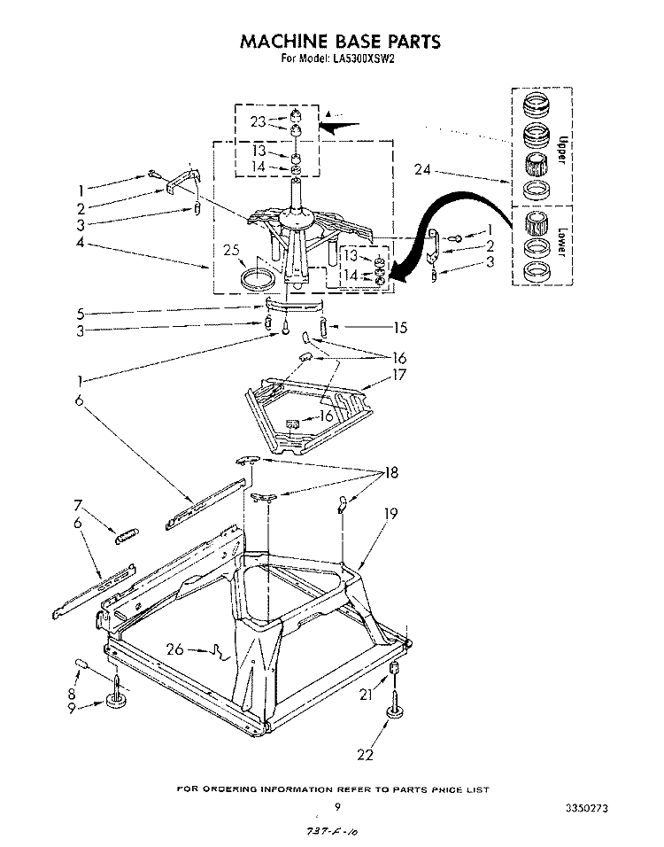 MACHINE BASE Diagram and Parts List for LA5300XSW2  Whirlpool Washer