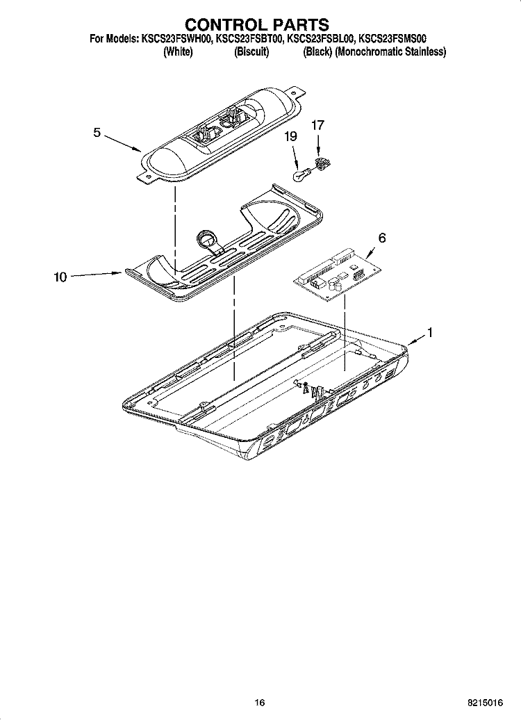 CONTROL PARTS Diagram and Parts List for KSCS23FSBL00  KitchenAid Refrigerator