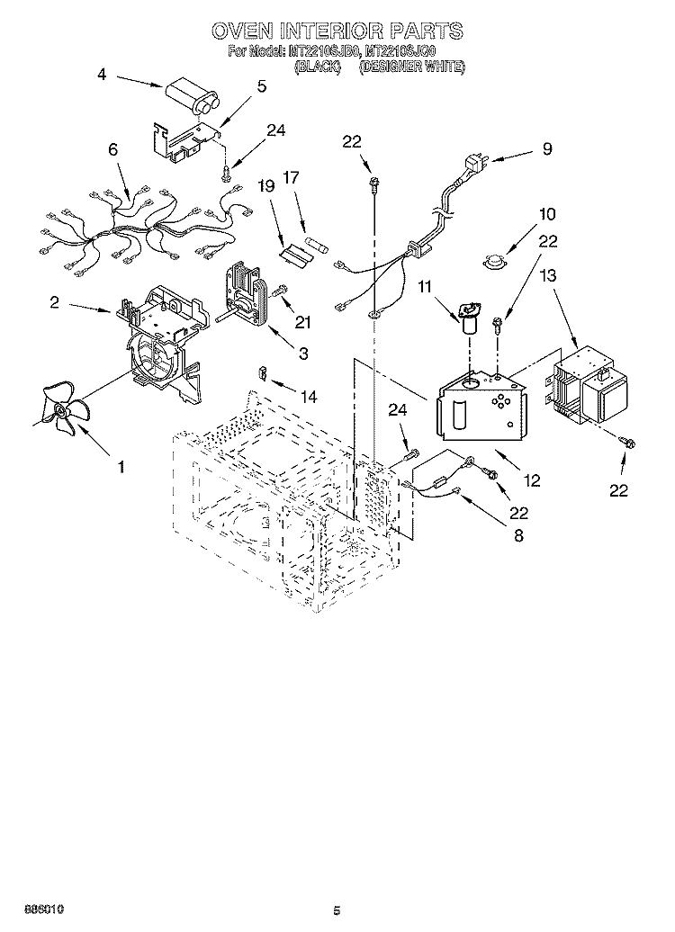 PRODUCT LITERATURE Diagram and Parts List for MT2210SJQ0  Whirlpool Microwave