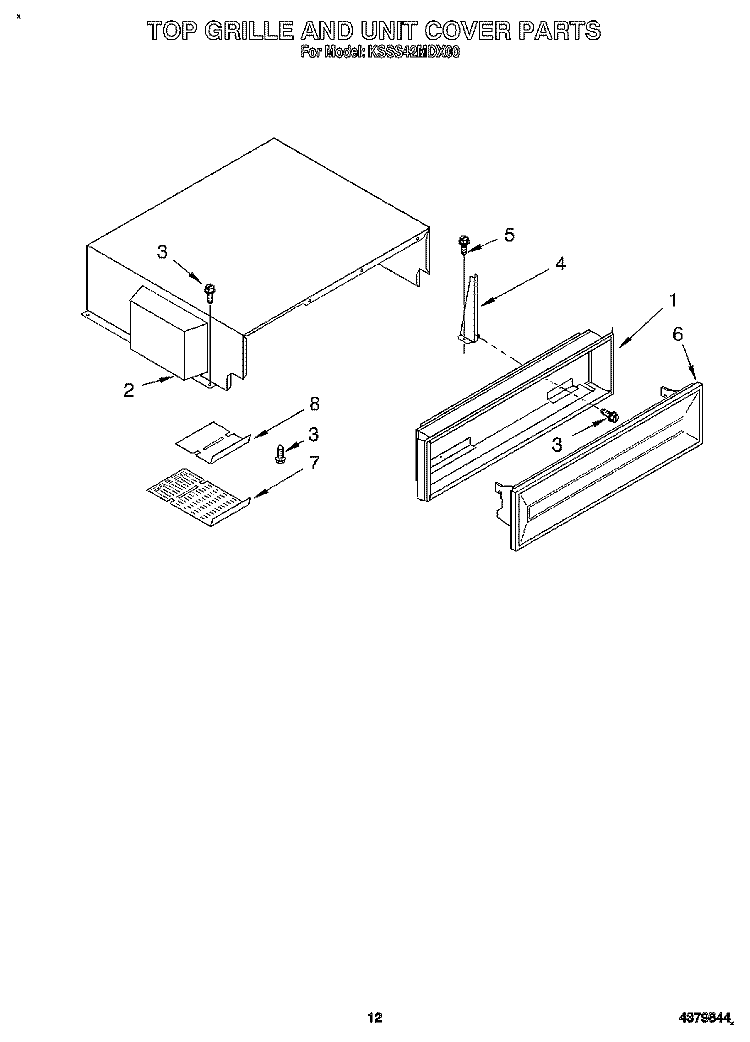TOP GRILLE AND UNIT COVER Diagram and Parts List for KSSS42MDX00  KitchenAid Refrigerator