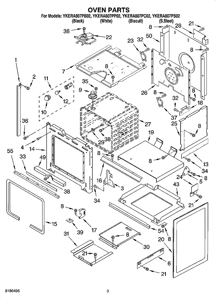 OVEN PARTS Diagram and Parts List for YKERA807PC02  KitchenAid Range
