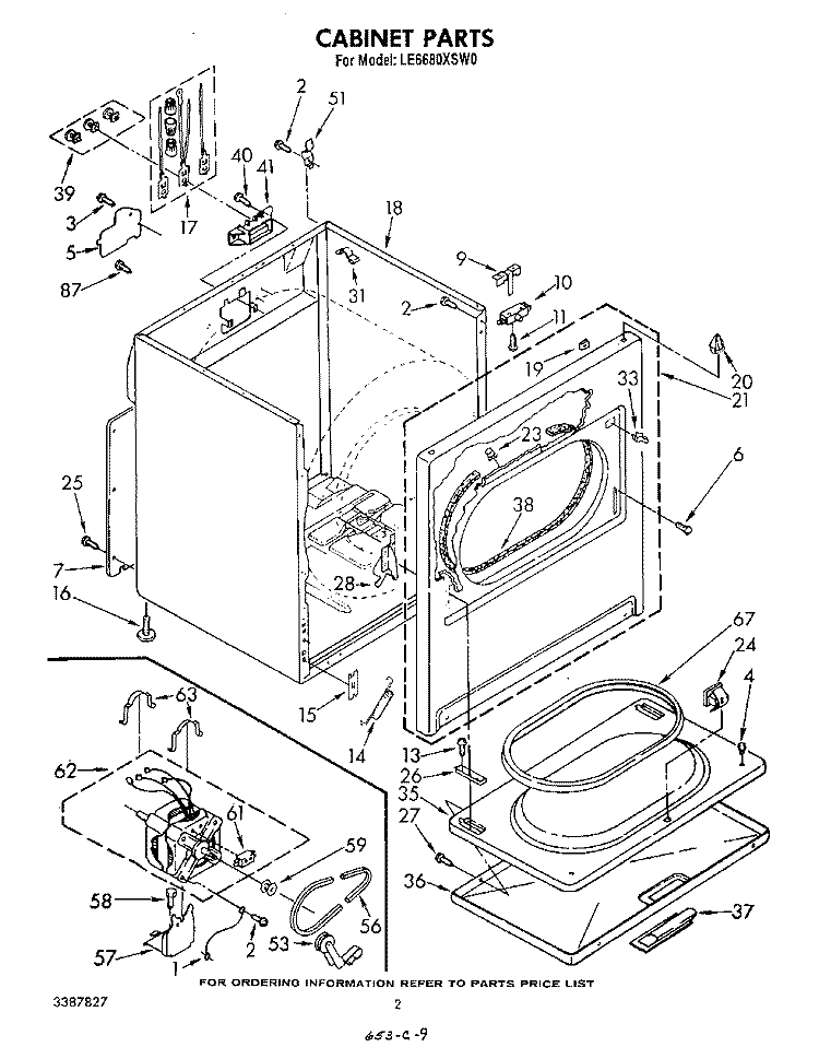 SECTION Diagram and Parts List for LE6680XSW0  Whirlpool Dryer
