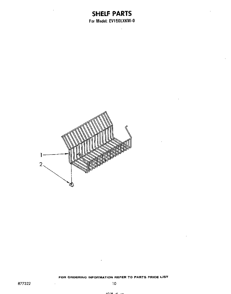 SHELF Diagram and Parts List for EV150LXKW0  Whirlpool Freezer
