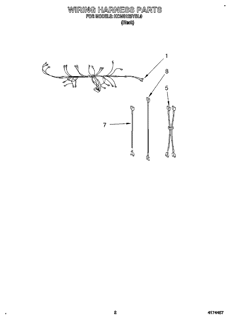 WIRING HARNESS Diagram and Parts List for KCMS125YBL0  KitchenAid Microwave